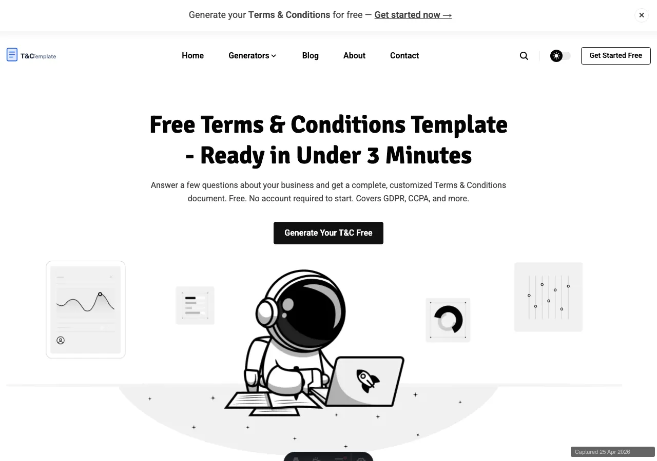Terms and Conditions Template homepage